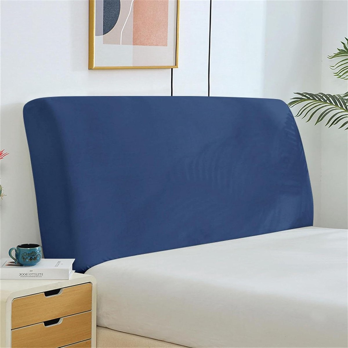 Hoofdeindehoes Elastisch - Bed Hoes - Slaapkamer Decoratie - Volledige Dekking - 150 x 70 cm - Steenblauw