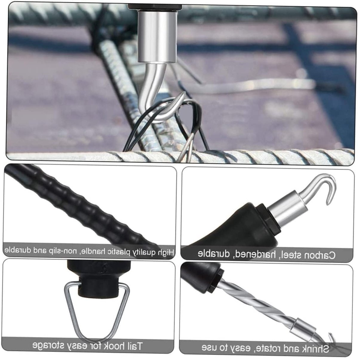 Semi-automatische Draad Twister Tool voor Bouwplaatsen - Verstevigingsgereedschap met Haak en Retractable Ontwerp