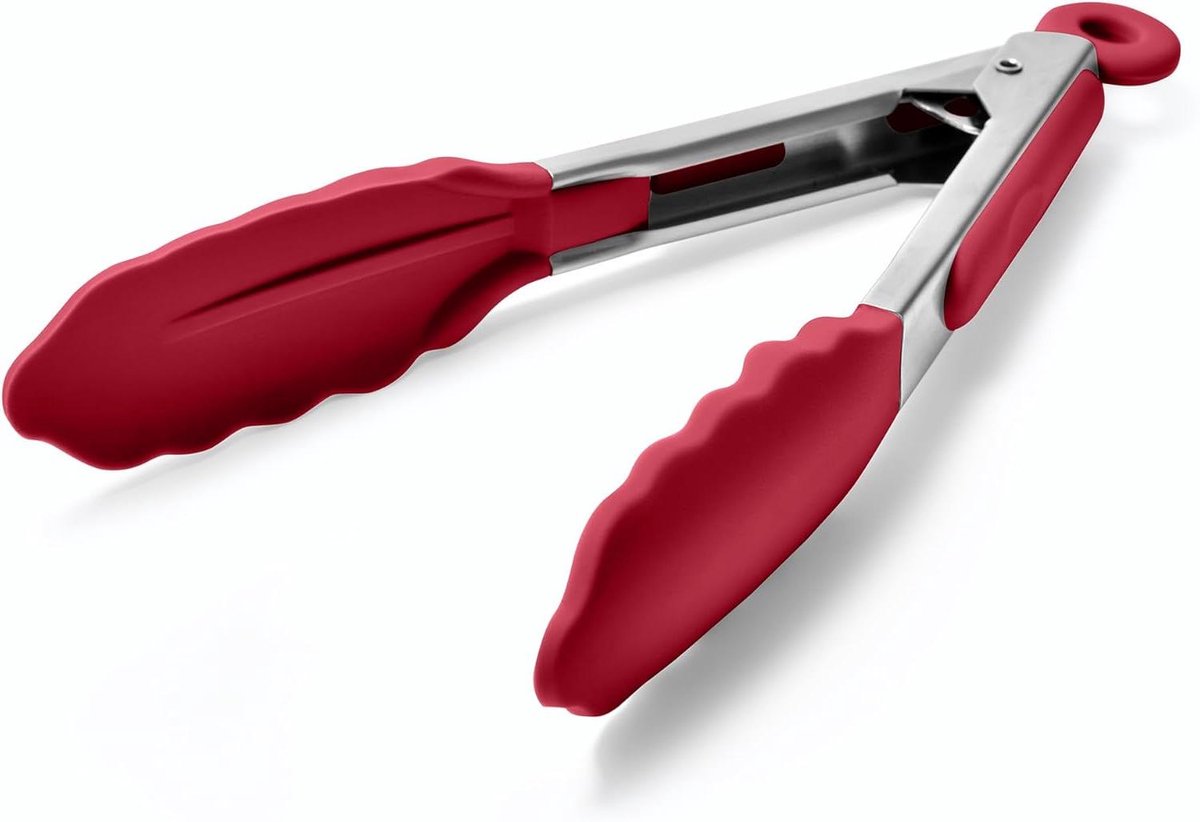 Keukentang Siliconen - Kooktang BBQ - Voedsel Serveren - Hittebestendig Tot 315°C - 18cm - Rood