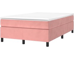 Boxspring Bedframe - Gestoffeerd Bed Fluweel Bed - Comfortabel Slapen - Zachte Fluweel Stof - 120x200 cm - Roze