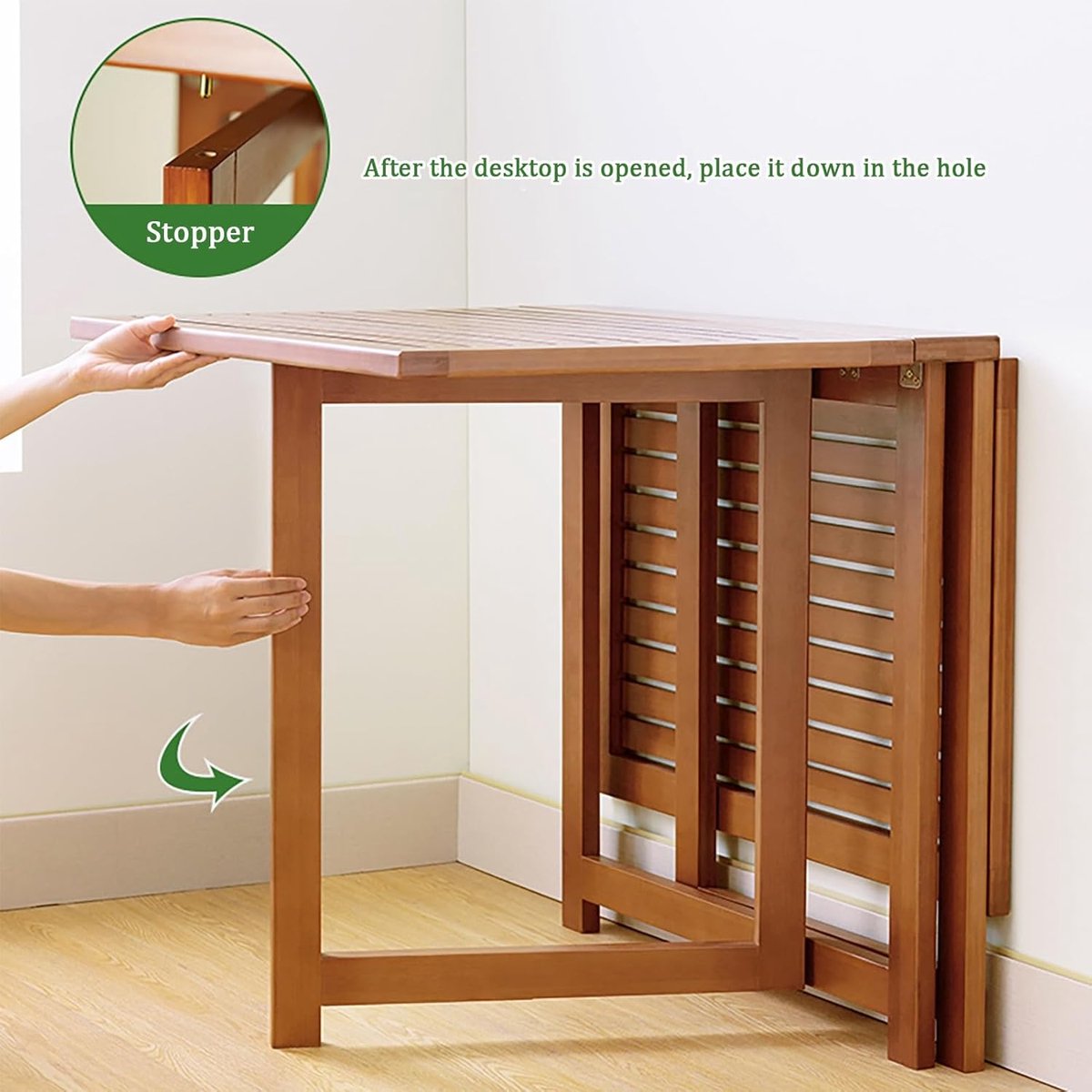 Opvouwbare eettafel 90 cm – Inklapbare ruimtebesparende rechthoekige keukentafel / bureau multifunctioneel, direct gebruik zonder montage, bruin