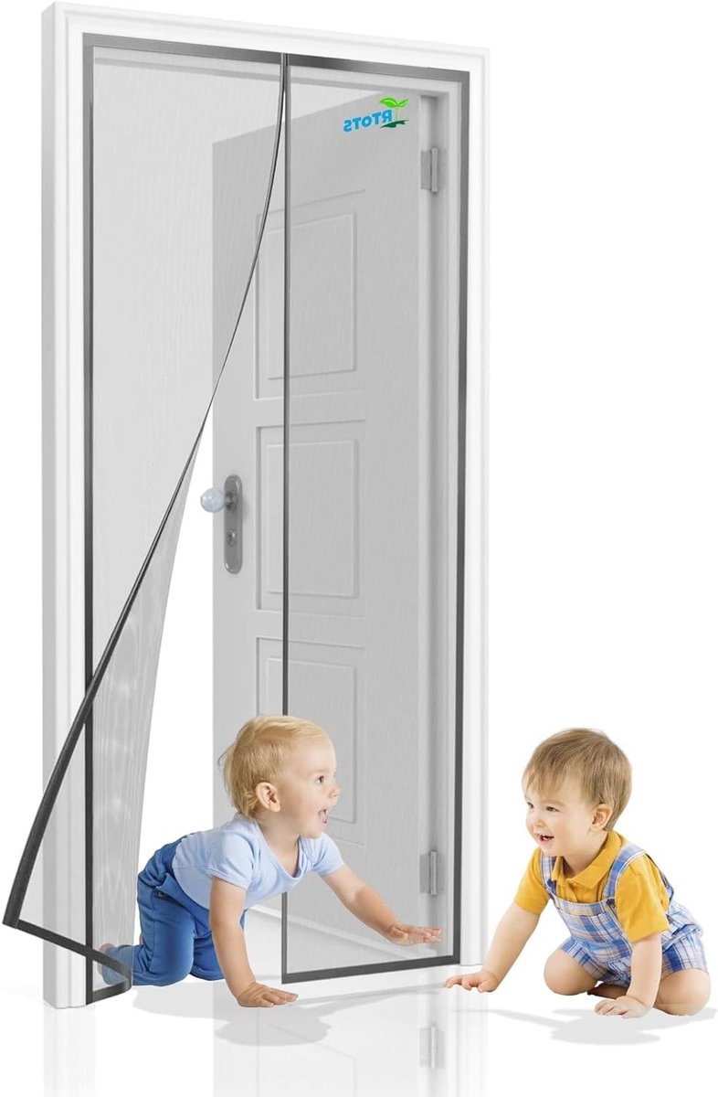 Deurhor Magnetisch - Horren voor deuren - Insecten buiten houden - Automatisch sluitend gaas - 95 x 185 cm - Grijs
