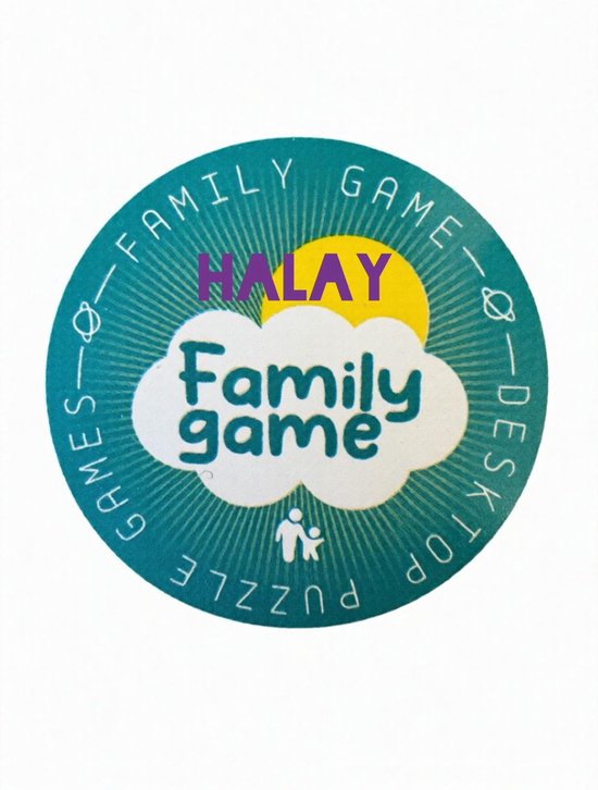 Halay familyspel logo met wolk en zon.