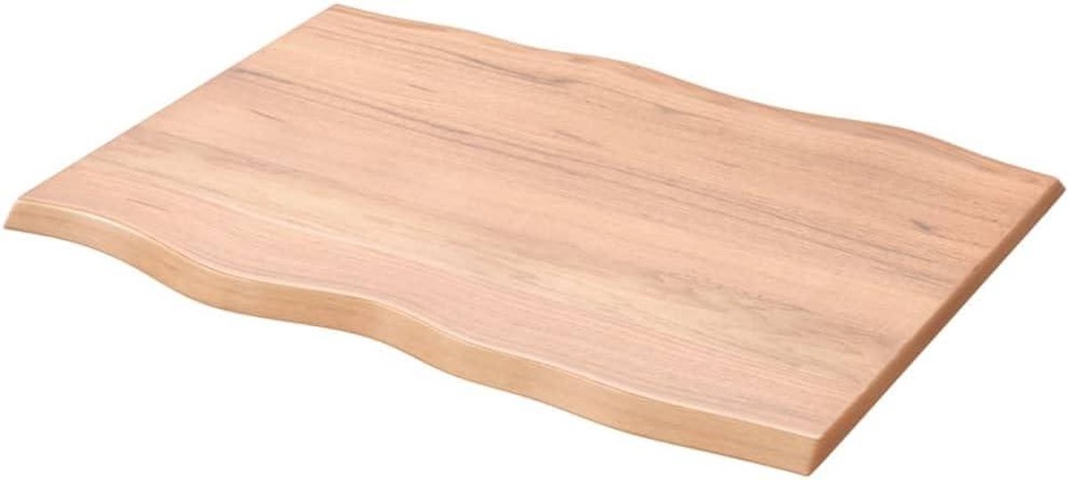 Tafelblad Massief Eikenhout - Bureau Werkblad - Tafel Opfrissen - Live Rand Afwerking - 80x60x2 cm - Lichtbruin