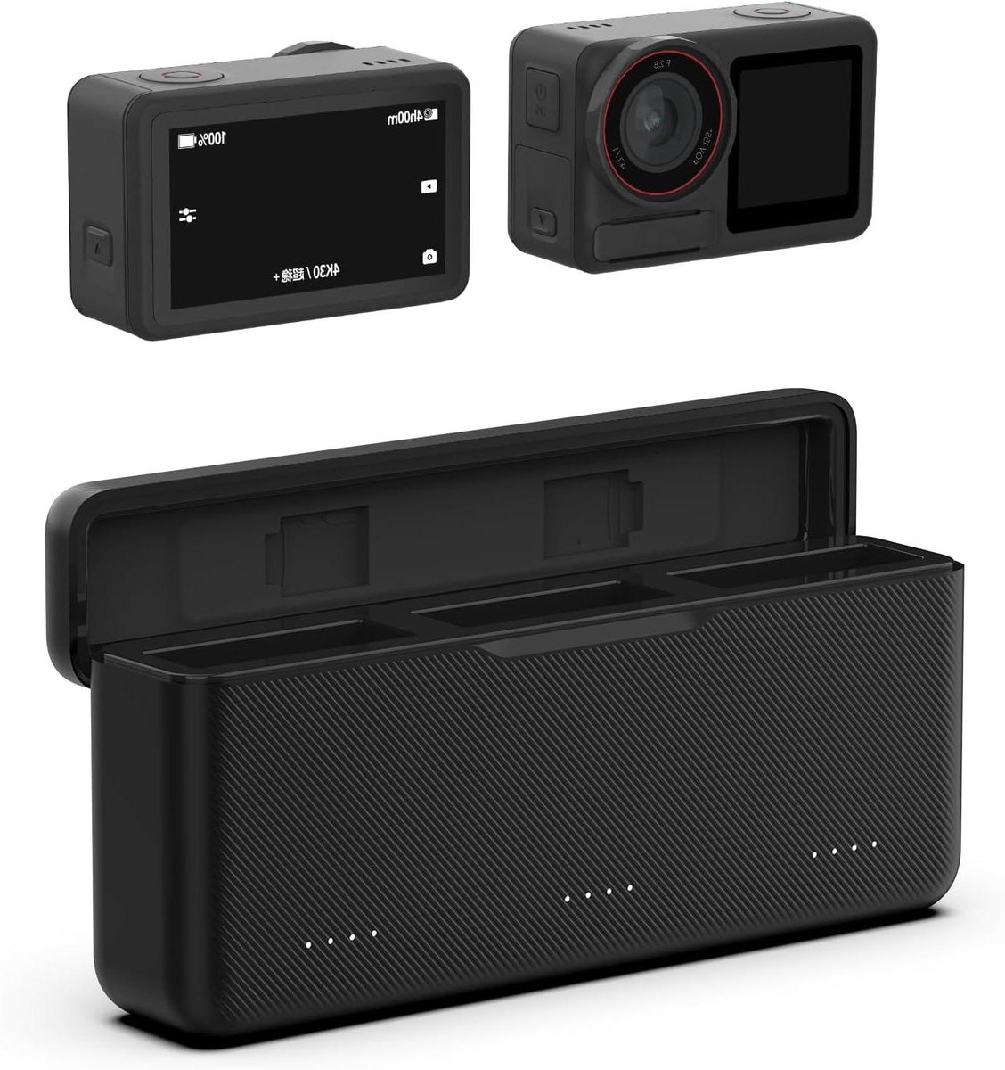 Acculader Drievoudige Batterij - Oplaadcase Camera - Actiecamera Accu's Laden - PD3.0 Snelladen - Compact Ontwerp - Zwart