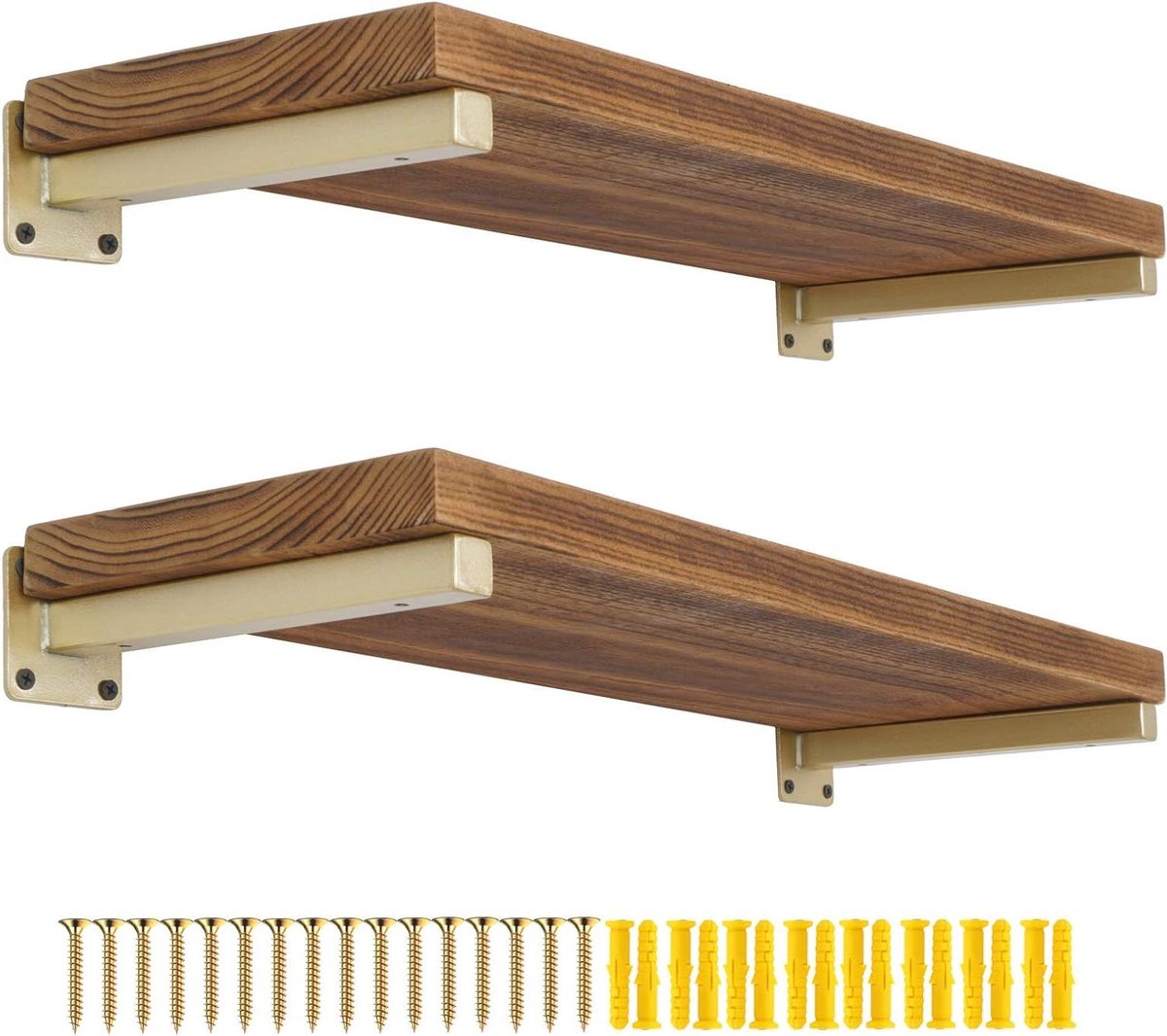 Plankbeugels Wandmontage - Zwevende Planksteunen - Doe-het-zelf Rekken - Heavy Duty IJzer - 10 inch - Goud