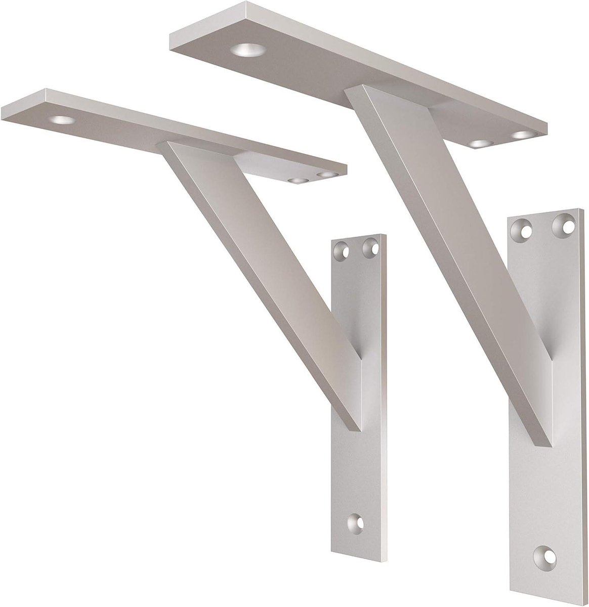 Wandconsoles Aluminium - Plankdragers Steunen - Wandmontage Planken - Hoog Draagvermogen - 180x180mm - Zilver