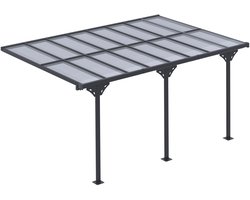 4goodz Terrasoverkapping in hoogte verstelbaar aluminium 4 x 3 m - grijs