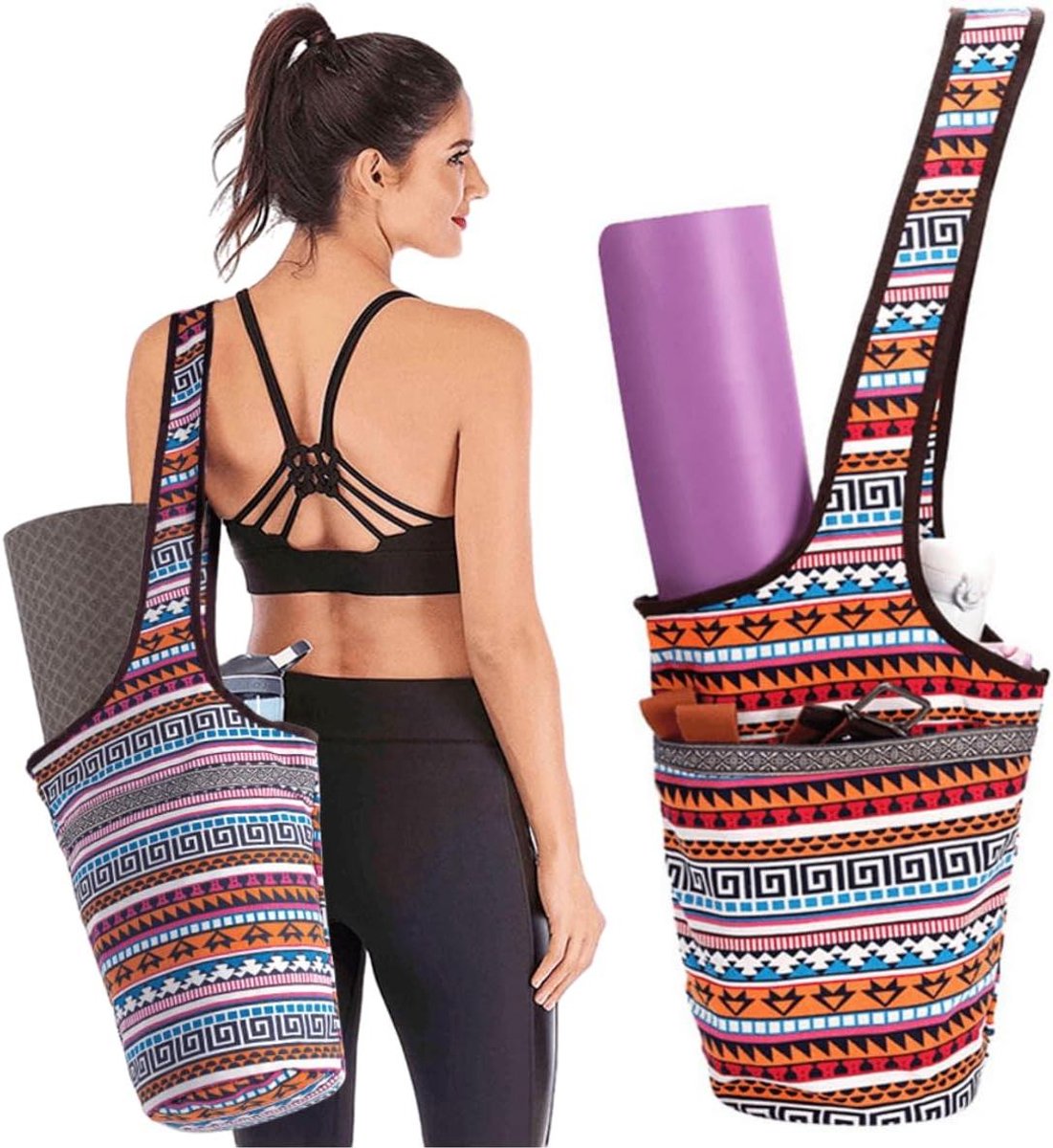 Yogamattas Tas - Sporttas Pilatesmat - Vervoeren Sportspullen - Grote Opening Canvas - 346" Hoogte x 134" Breedte - Etnische Stijl