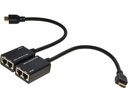 HDMI Extender - Signaal Versterker - Beeld Kwaliteit Behoud - Via Netwerkkabel - 30 meter - Zwart