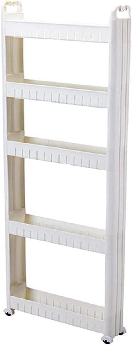 Slanke Opbergkast - Opbergwagen Smal - Ruimte Besparen - Met Wielen - 10 cm Breed - Wit