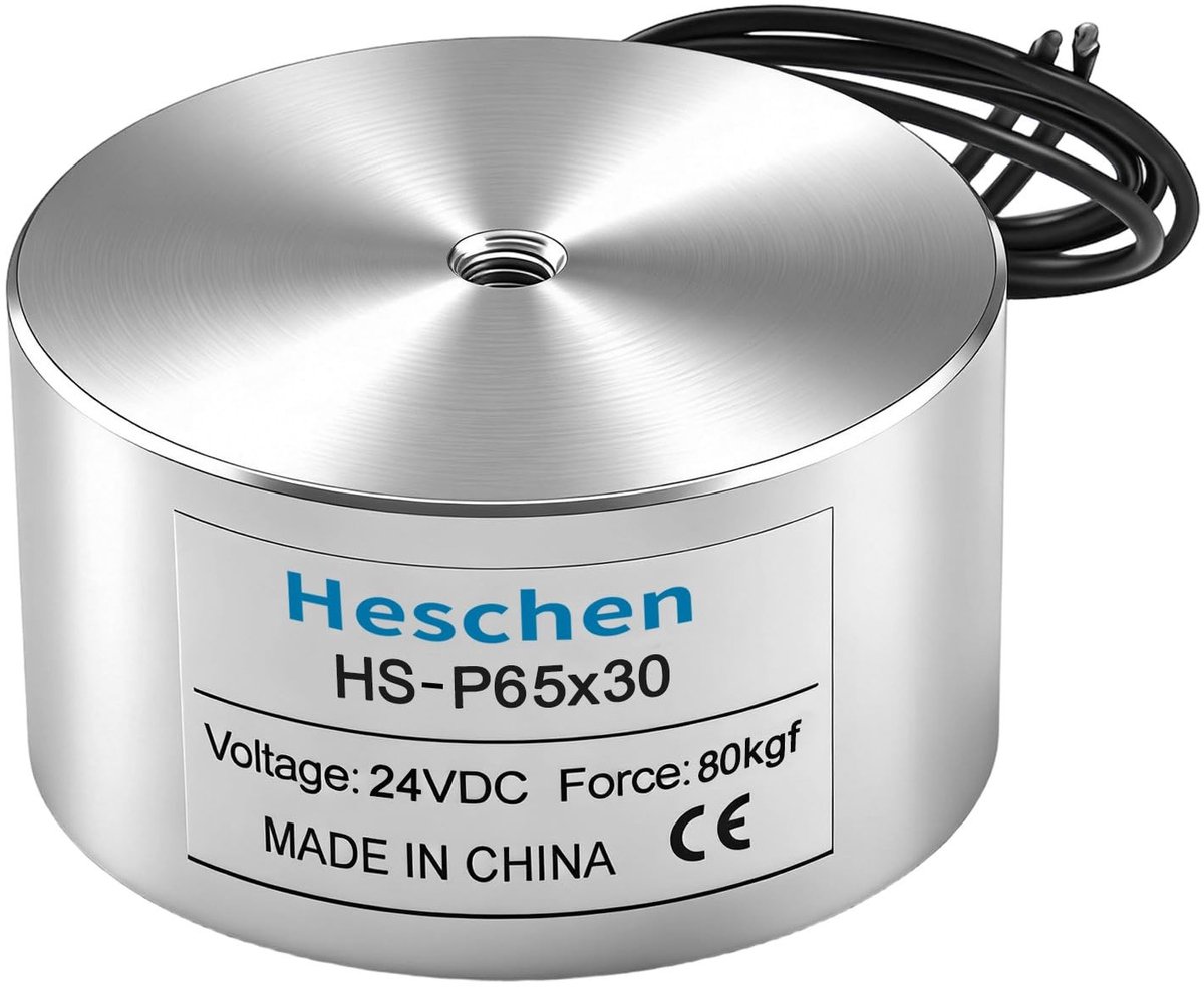 Store_8 - Electromagnet - 80 kg aantrekkingskracht - Cilindrisch model - 24 V DC - Ideaal voor industrieel gebruik - Zilver