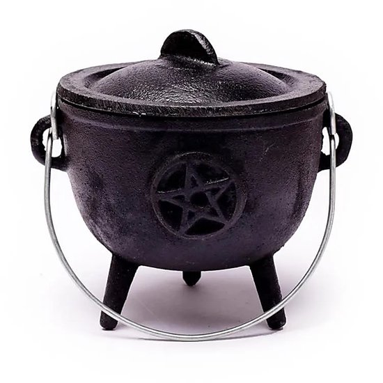 Cauldron (heksenketel) pentagram - 12x9.5 - 1080 - Gietijzer - Zwart