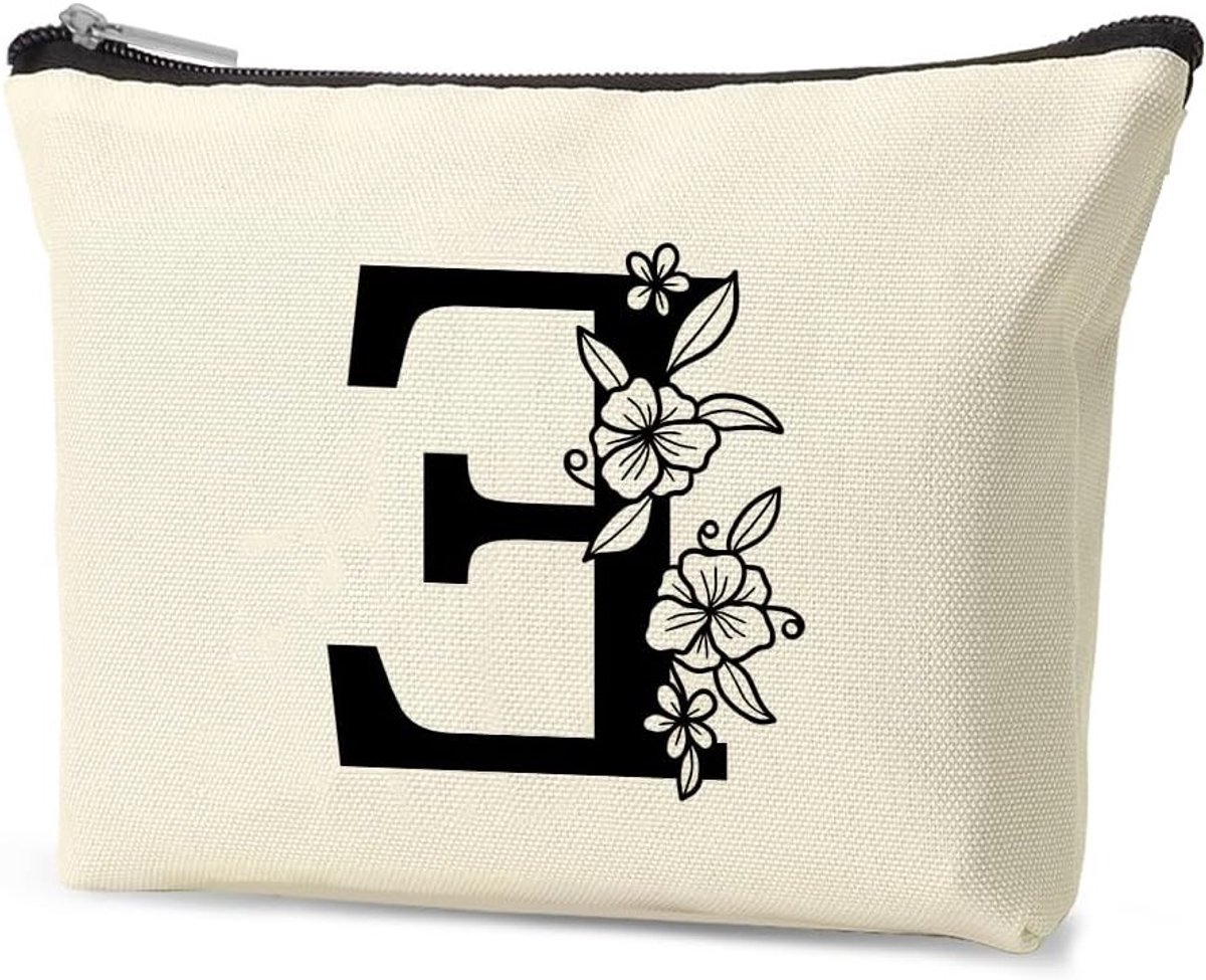 Persoonlijke A-Z Bloem Letter Make-up Tas voor Vrouwen en Meisjes - Perfect Cadeau voor Moeders, Bruidsmeisjes en Reizen met Make-up Accessoires