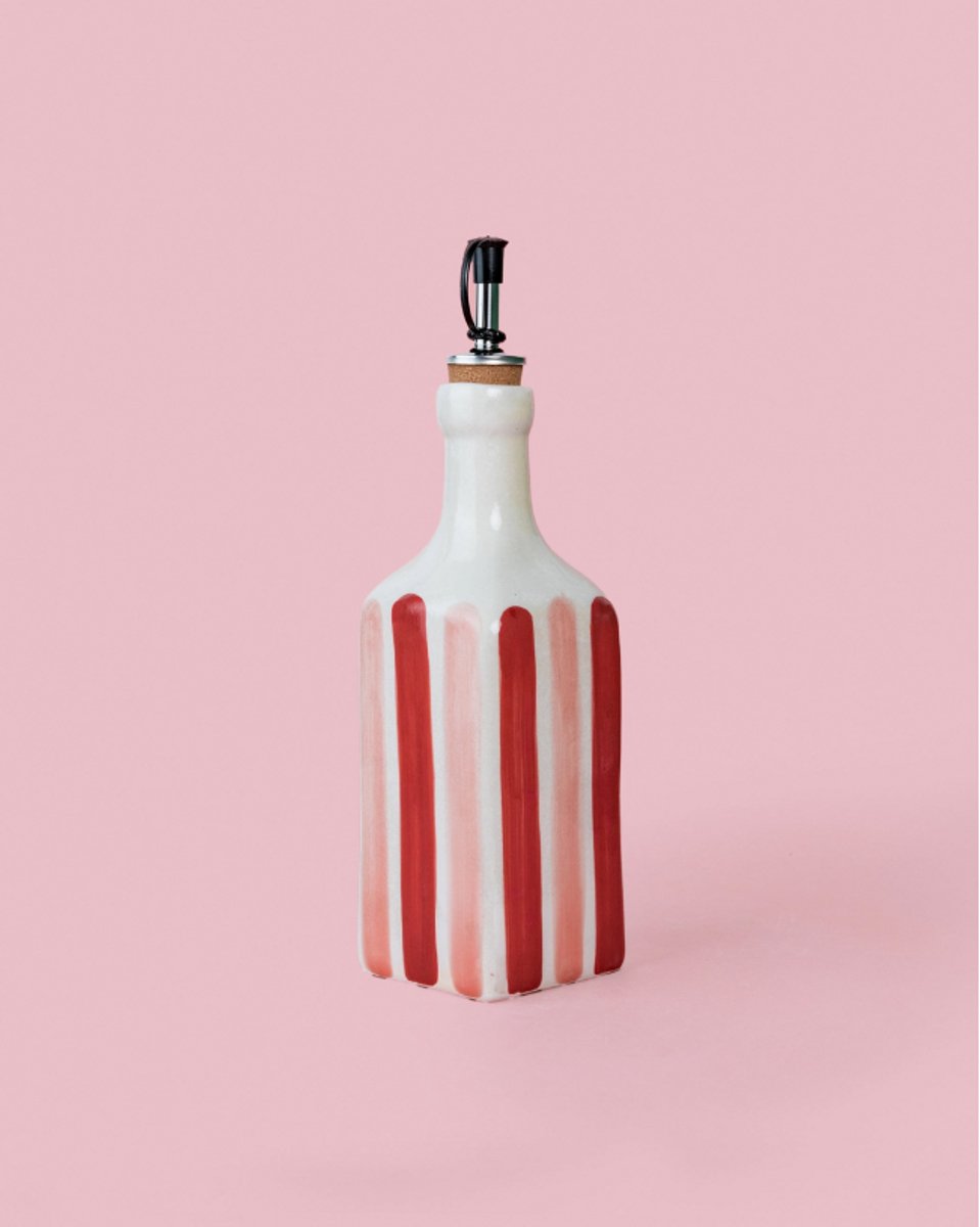 Olijfolie dispenser - Sweatheart - Spaans - Handgemaakt - 475ml - Keramiek - Wit - Geel - Zwart - Keuken - Koken - Bakken - Olijf - Fles