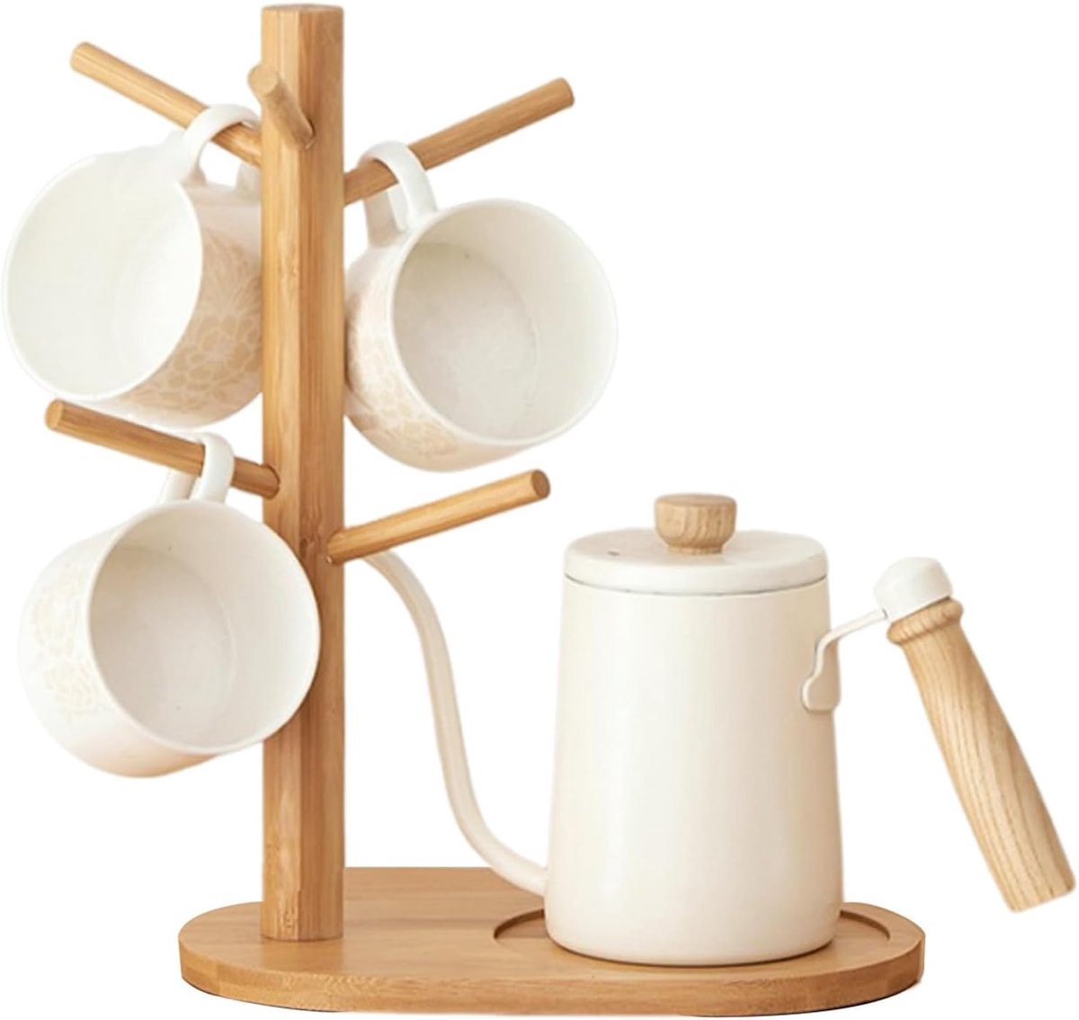 Ruimtebesparende houder voor koffiemokken en glazen, geschikt voor 7 kopjes, ideaal voor keuken en aanrecht