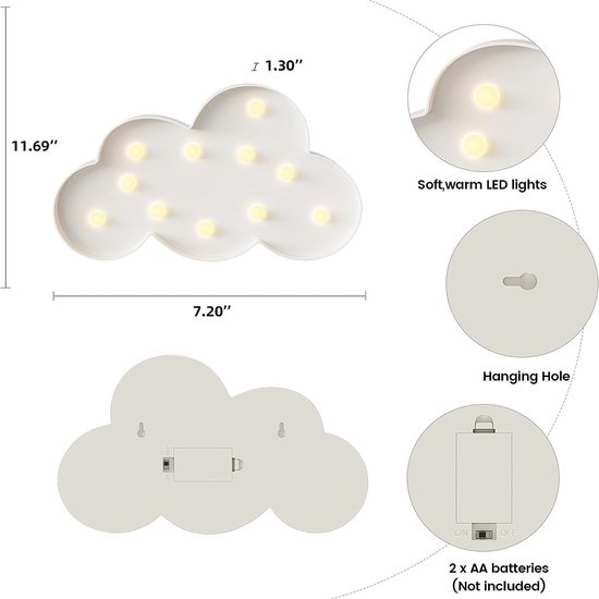 Neon Lamp - Decoratieve Verlichting - Muur Decoratie - Batterij Voeding - 2 Stuks - Wit — afbeelding 5