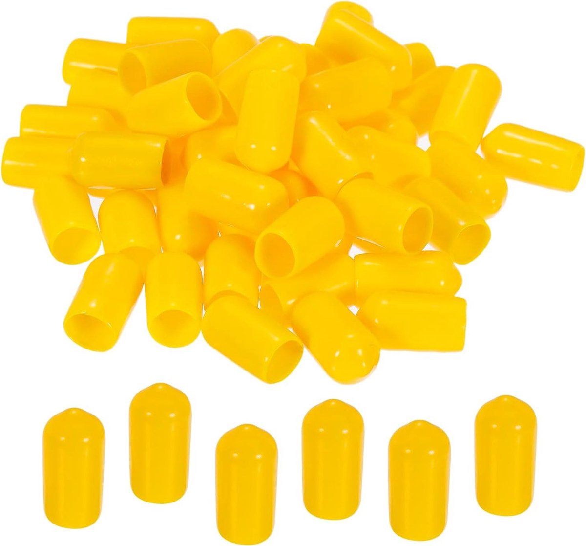 Rubberen Eindkappen - Beschermdoppen Schroefdraad - Bescherming Meubels - Flexibel Inzetbaar - 8 mm Binnendiameter - Geel