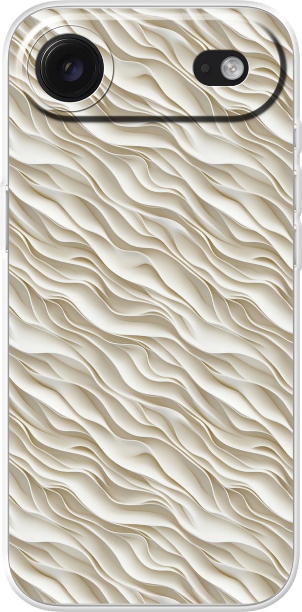 Telefoonhoesje Geschikt voor iPhone Air hoesje - Golven - Wit - Minimalistisch - Siliconen Telefoonhoesje Telefoonhoesje
