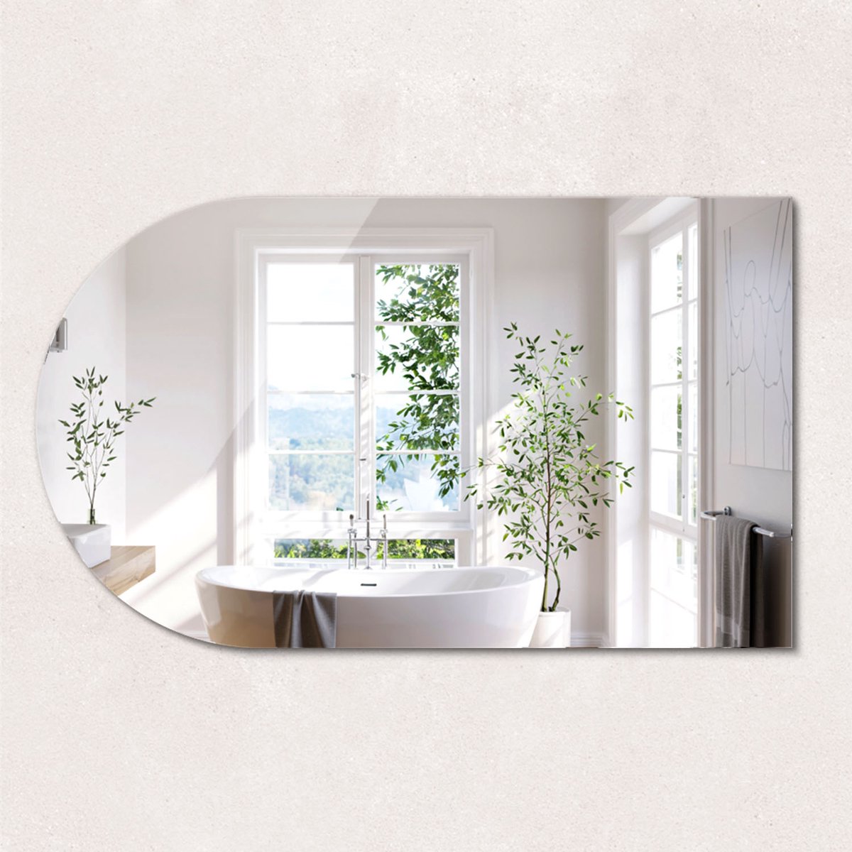 ArtPrintCave Wandspiegel - Spiegel Met Boog - 60x100 cm - Inloopkastspiegel – Badkamerspiegel - Toiletspiegel - Lange Ovale Spiegel - Scandinavische Wandspiegel - Ovale Spiegel Zonder Lijst