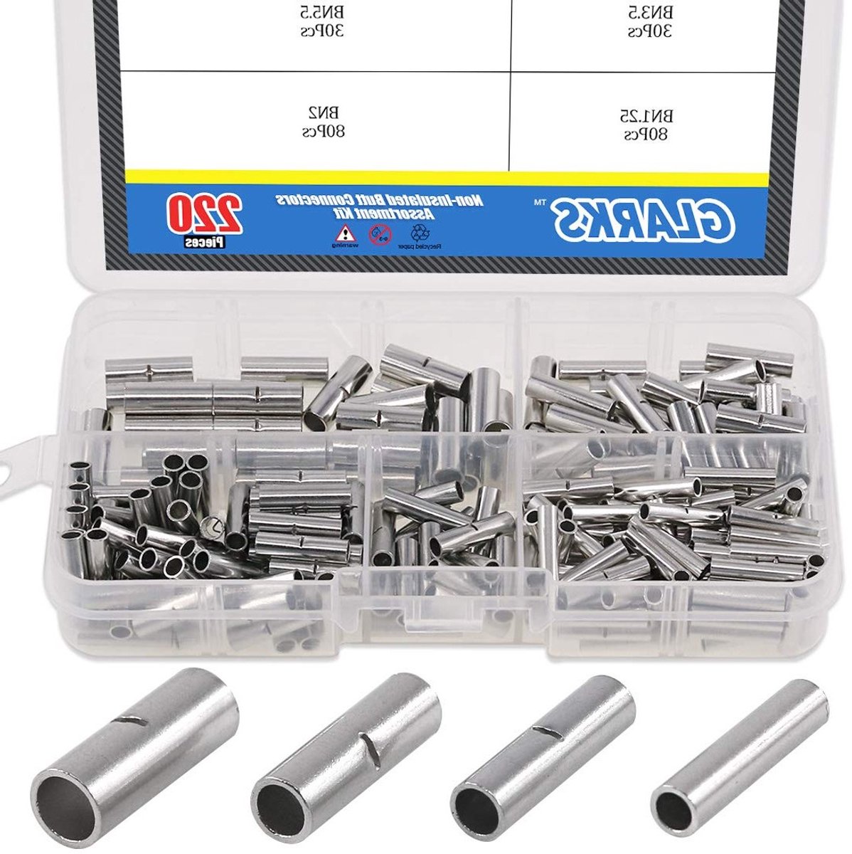 220 Stuks Butt Connectors Assortiment Kit voor Elektrische Verbindingen, Crimp Terminals en Draadverbindingen AWG 22-10