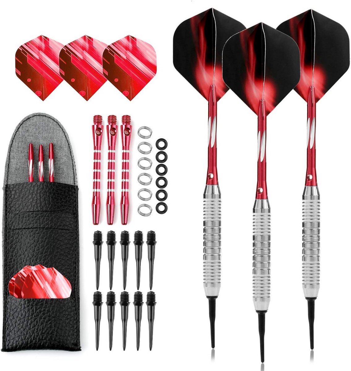 Soft Dartpijlen Set - Toernooi Darts - Huisfeestjes Organiseren - Goede Balans - 3 Stuks 18g - Zwart