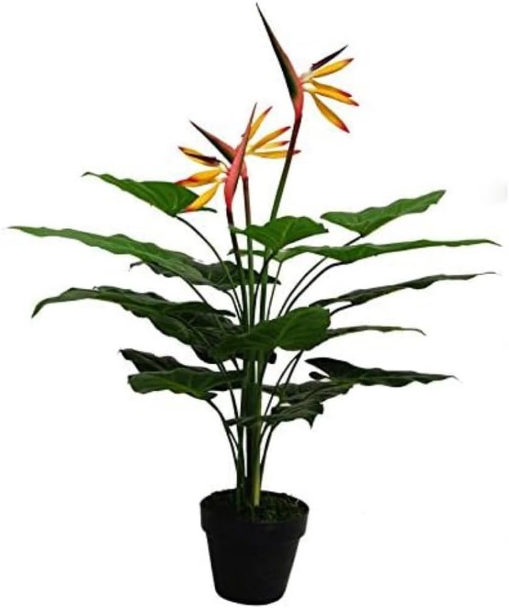 Kunstplant Paradijsvogel - Strelitzia bloemen - Woonkamer decoratie - Realistisch ontwerp - 70 cm hoog - Geel groen