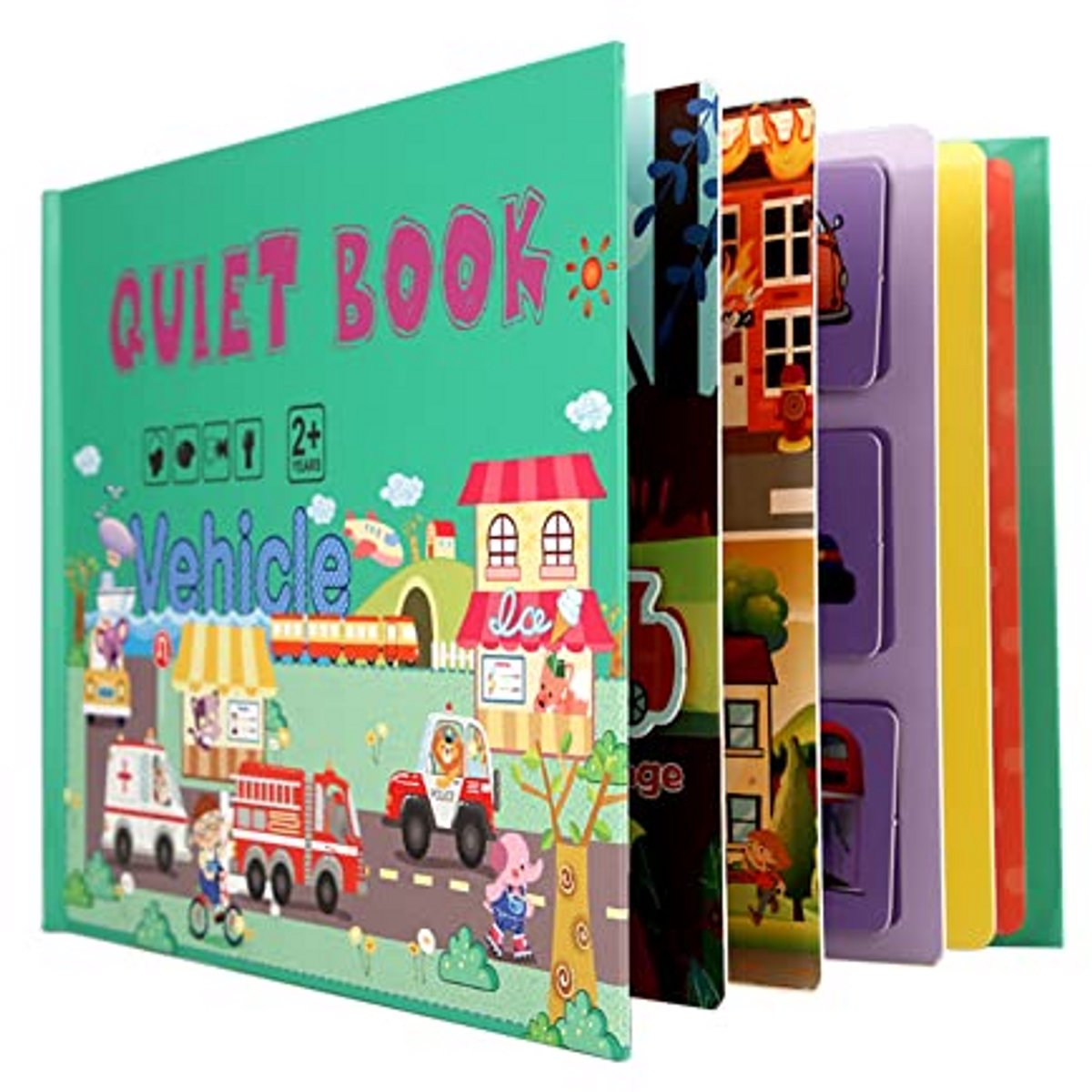 Stoffen Puzzelboek - Leerboek Peuters - Ontwikkelen Vaardigheden - Verschillende Cognitieve Onderwerpen - 28 x 20.5 cm - Multicolor