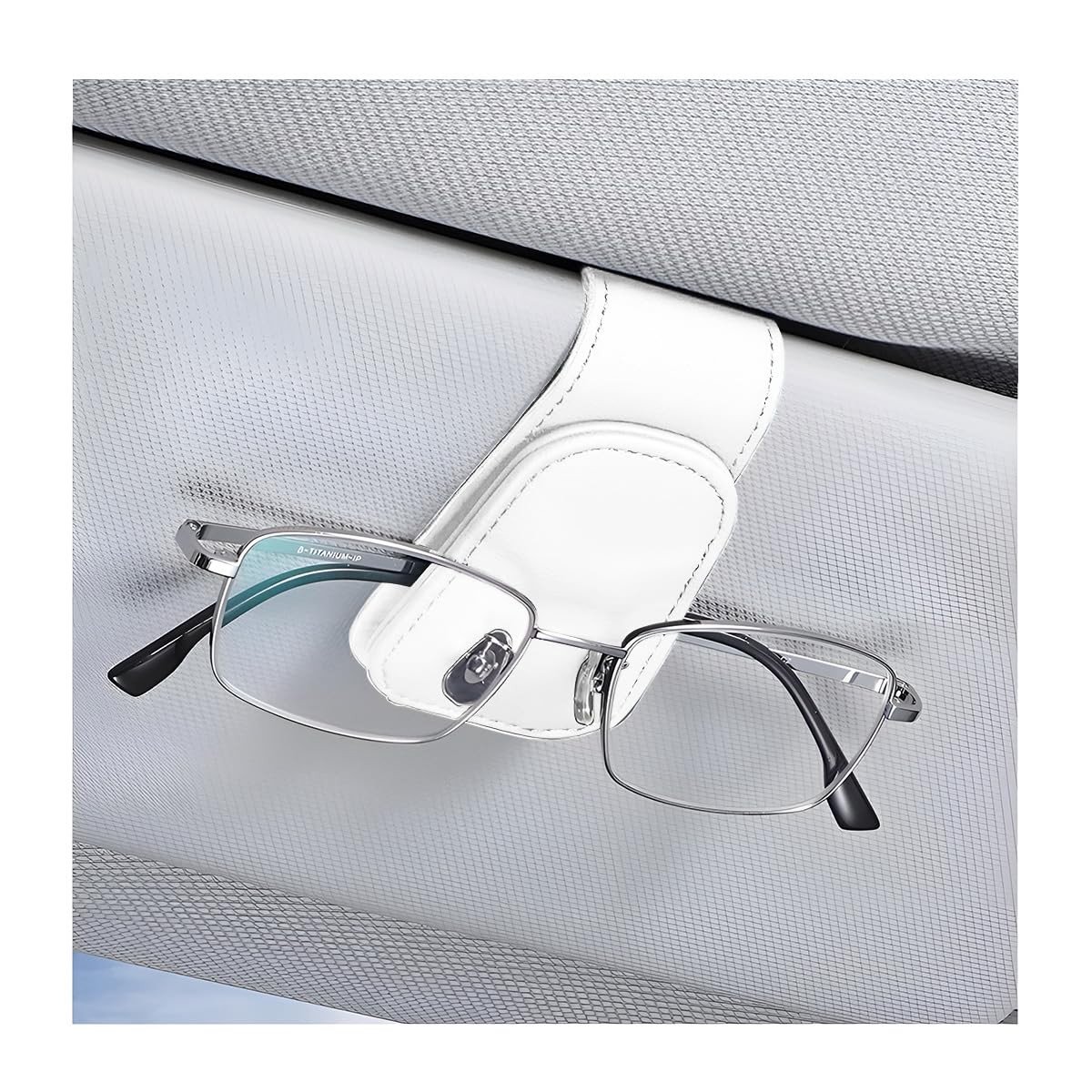 Dailygoods- Autobrillenhouder magnetisch - Lederen Clip - Zonnebrilhouder - Multifunctioneel - ID-kaarthouder - Compact 4,5 cm x 9,5 cm - Brillenhouder
