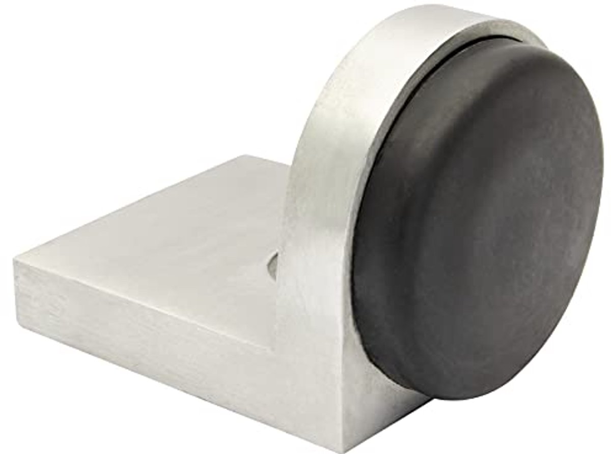 Vloer Deurstopper - Deurdemper Zwart - Bescherming Deuren Muren - Zamak Roestvrijstaal Look - 59 x 44 x 45 mm
