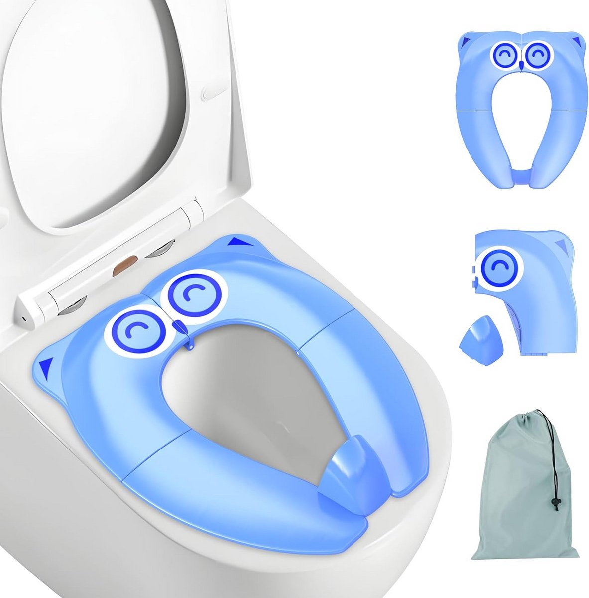 Kindertoilet trainer - Potjesstoel opvouwbaar - Zindelijkheidstraining thuis - Antislip en spatvrij - Compact ontwerp - Blauw