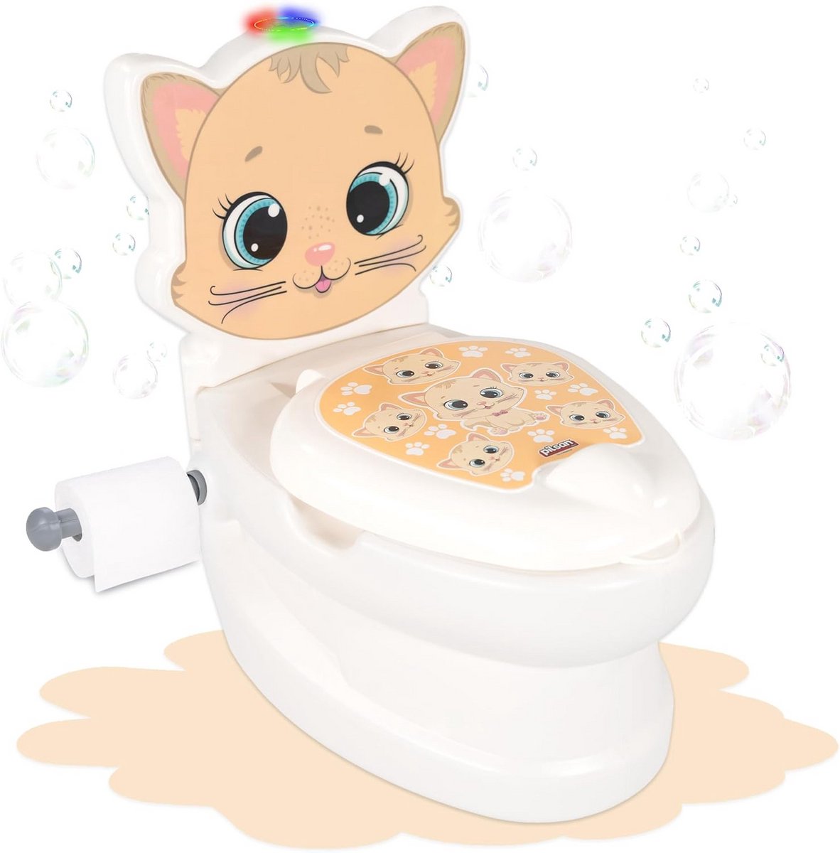 Kinderpotje - Kindertoilet Babypot - Zindelijkheidstraining - Realistisch spoelgeluid - 41 x 26 cm - Kat motief