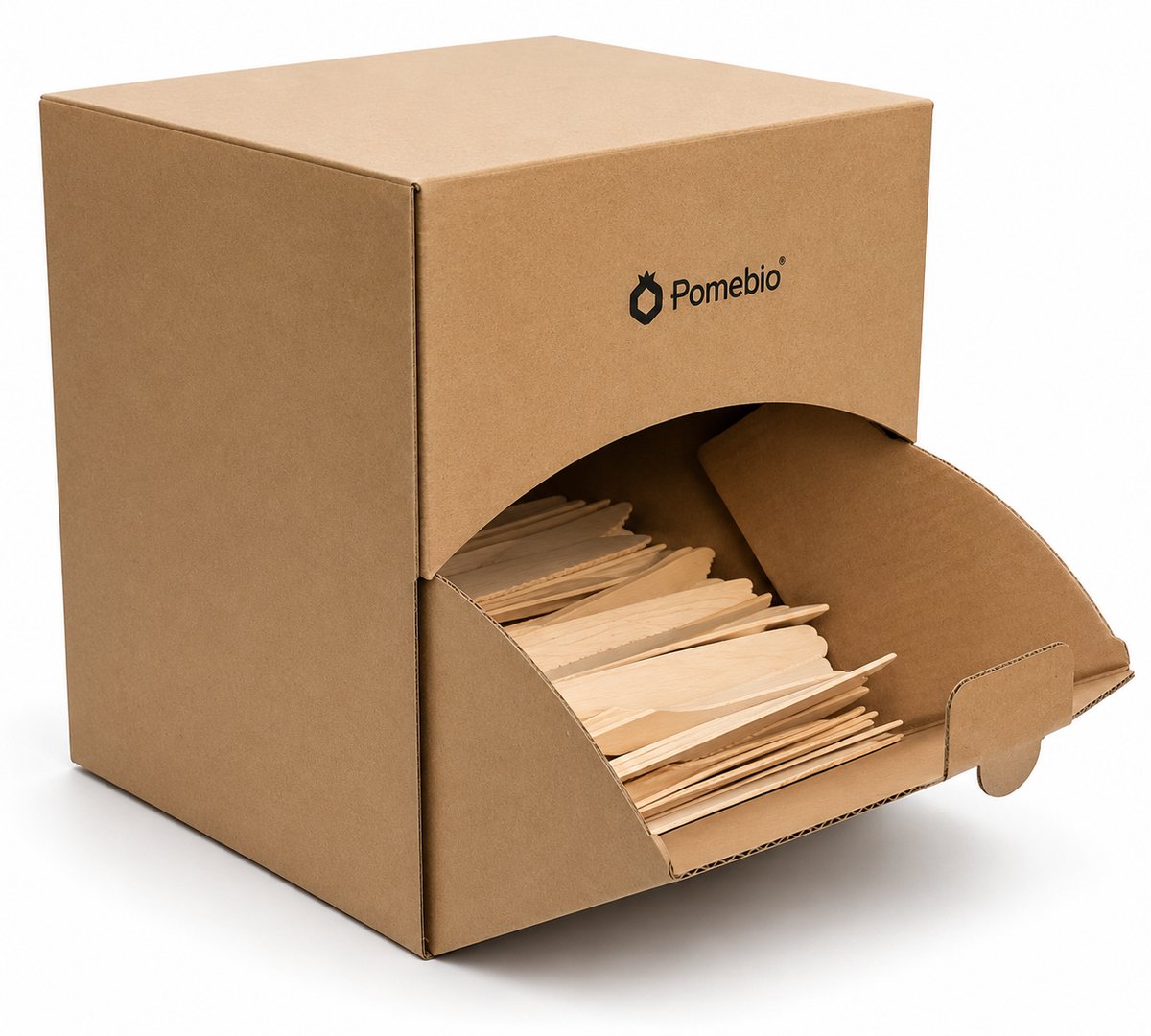 Pomebio houten mes - 1000 stuks houten mes in dispenserbox - 165 mm