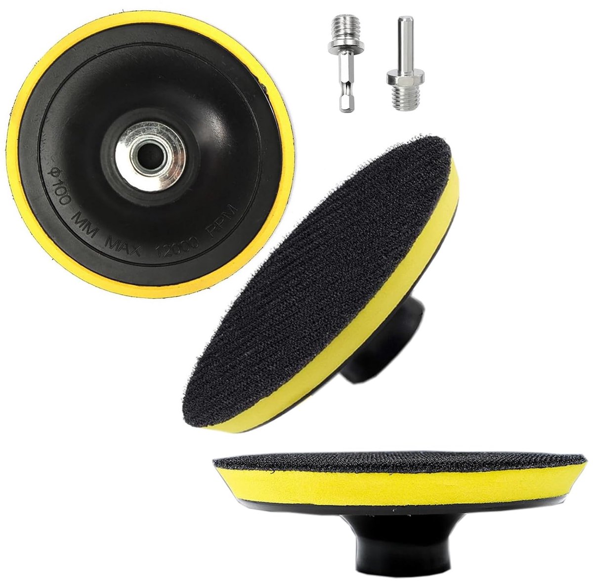 Polijstschijven Set - Steunschijven M14 - Oppervlak Behandelen - Sterk Klittenband - 3 Stuks 100mm - Zwart