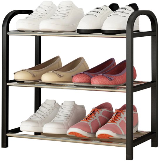 Schoenenrek - Praktische Schoenenkast - XXL - Zwart kunststof - Schoenen Rek Kast Opbergkast - Shoe Rack - Voor 12 Schoenen - Schoenenrek - 6 Paar