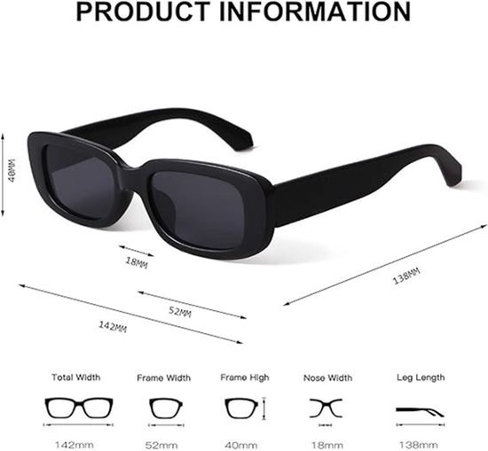 Women's rectangular sunglasses, retro driving glasses, 90s retro fashion narrow square frames, UV400 protection. — afbeelding 3