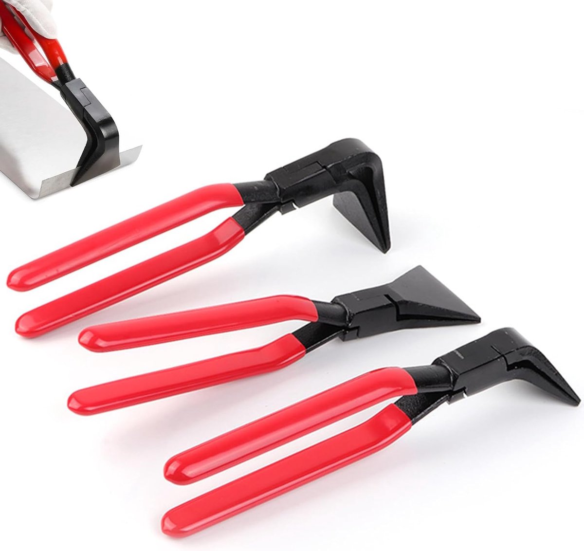 3-delige set buigtang voor plaatwerk met 0° 45° 90° buighoeken - 22 mm breed - antislipgreep - dakdekkergereedschap