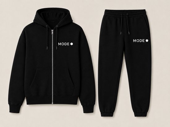 Trainingspak Heren met Hoodie en Rits met Mode print - Joggingpak Heren - Sportkleding Heren - Regular Fit - 4XL