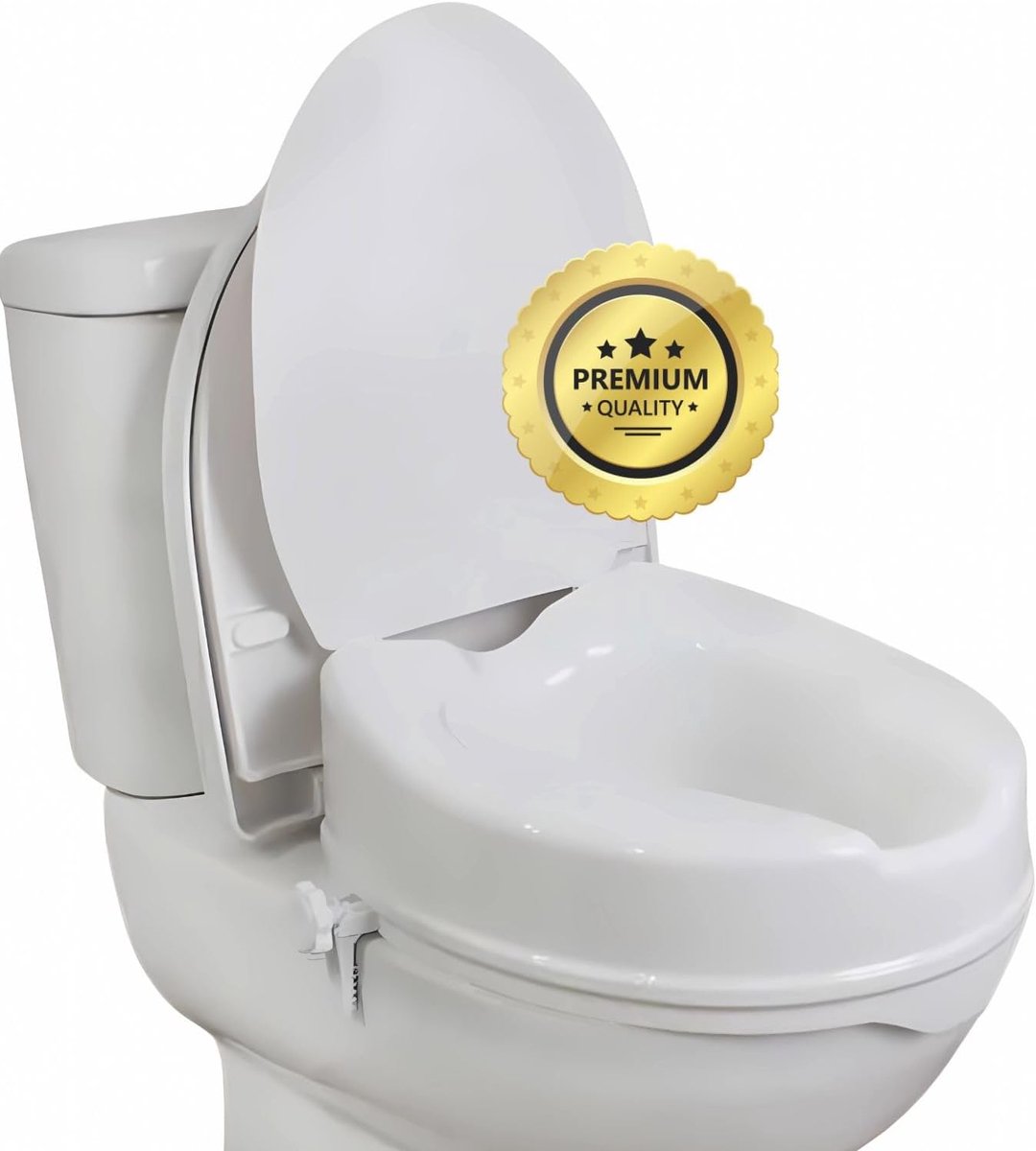Toiletbrilverhoger - WC-zitverhoging Toiletverhoger - Ondersteuning bij zitten - Universeel aanpasbaar - 15 cm - Wit