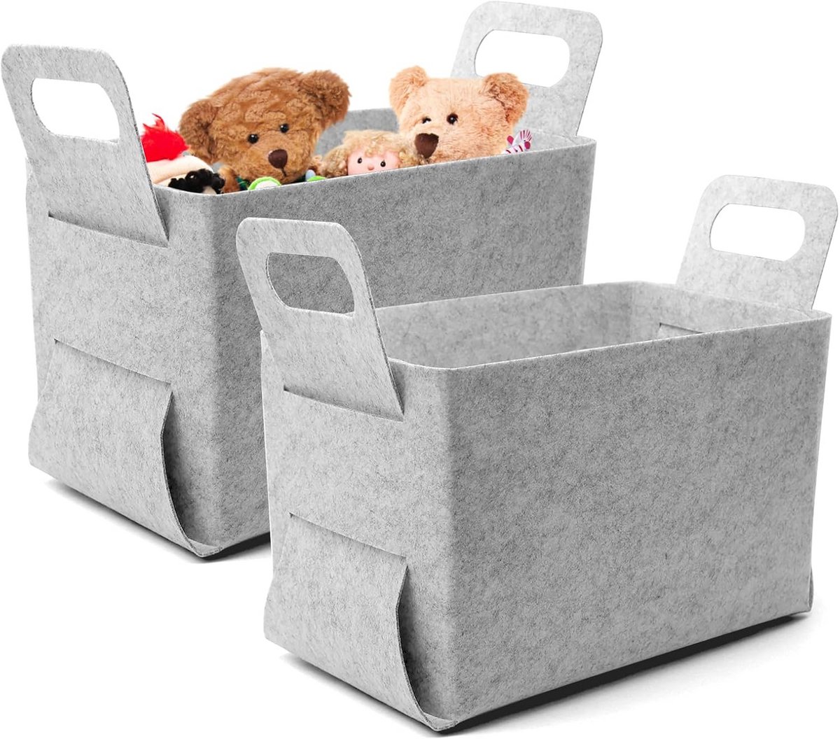 Opbergmanden Vilt - Grote Manden - Huis Organiseren - Met Handvatten - 30x20x20 cm - Grijs