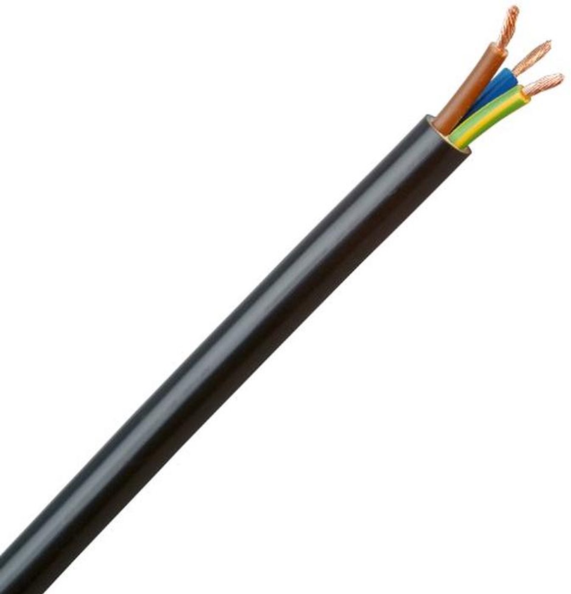 Slangleiding H05 VV-F - Stroomkabel - Elektrische installatie - 3-aderig - 5 meter - Zwart