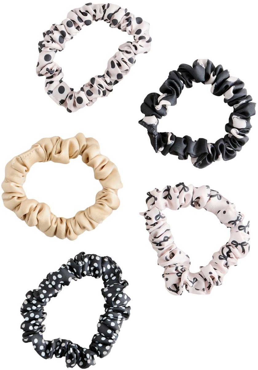 Next - Dames - Set van 5 scrunchies - Zwart