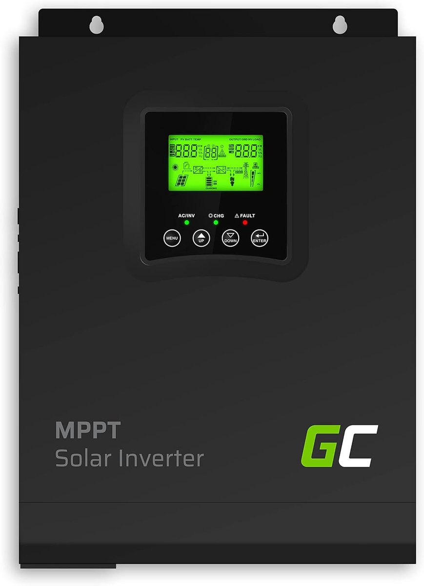 Zonne-omvormer - Stroomomvormer MPPT - Off-grid Energie - Pure Sinusgolf - 1000W 12V - Zwart
