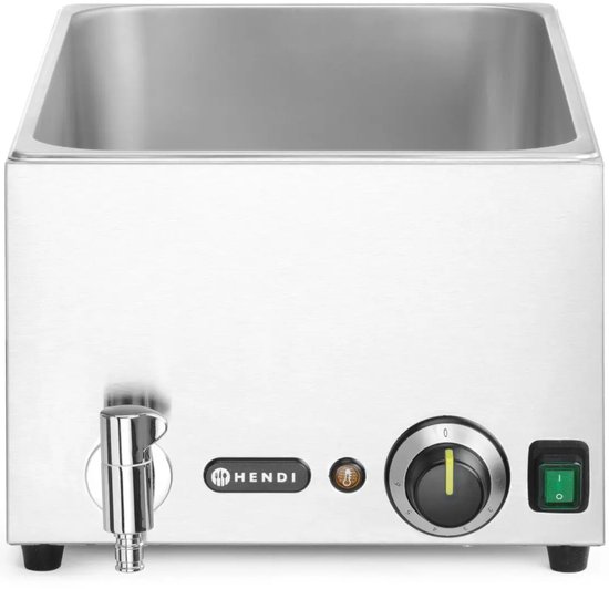 HENDI Bain-marie set met afvoerkraan – 3x GN 1/3 en deksel – energiebesparend – roestvrij staal – 230V/1000W — afbeelding 3