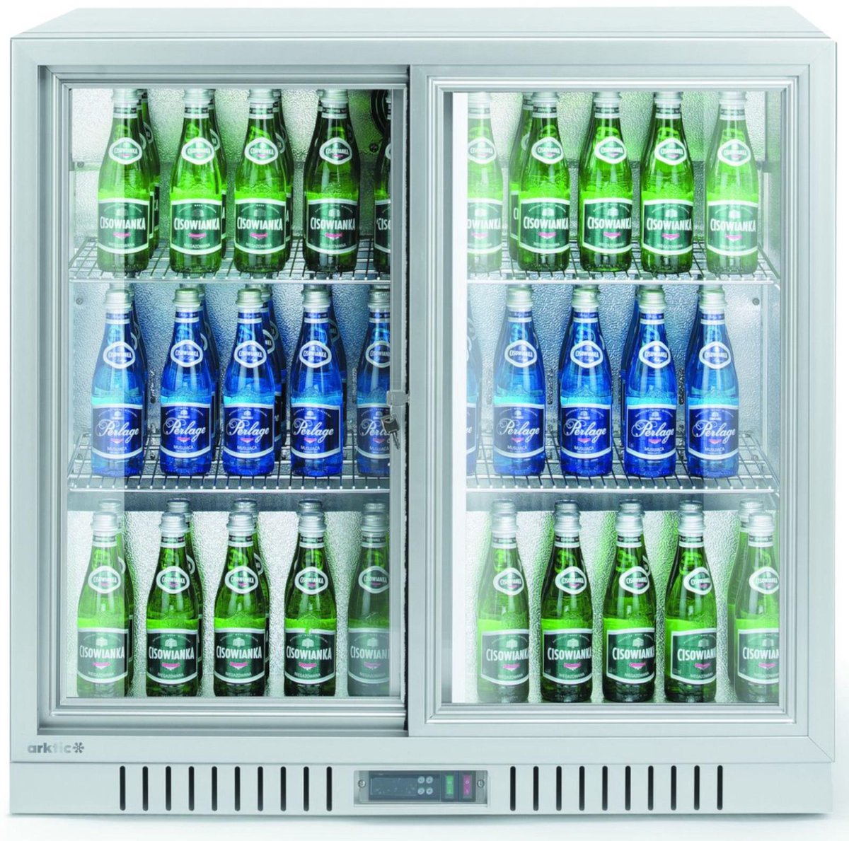 Hendi Backbar koelkast met schuifdeuren- Arktic- 150L- Zilver- 220-240V/160W- 900x520x(H)840mm - Horeca Koelkast