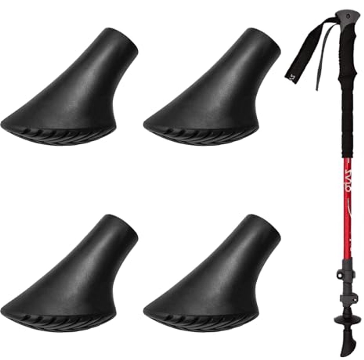 Wandelstok buffers - Stokdoppen - Veilig Wandelen - Anti-slip textuur - 4 stuks 11 mm - Zwart
