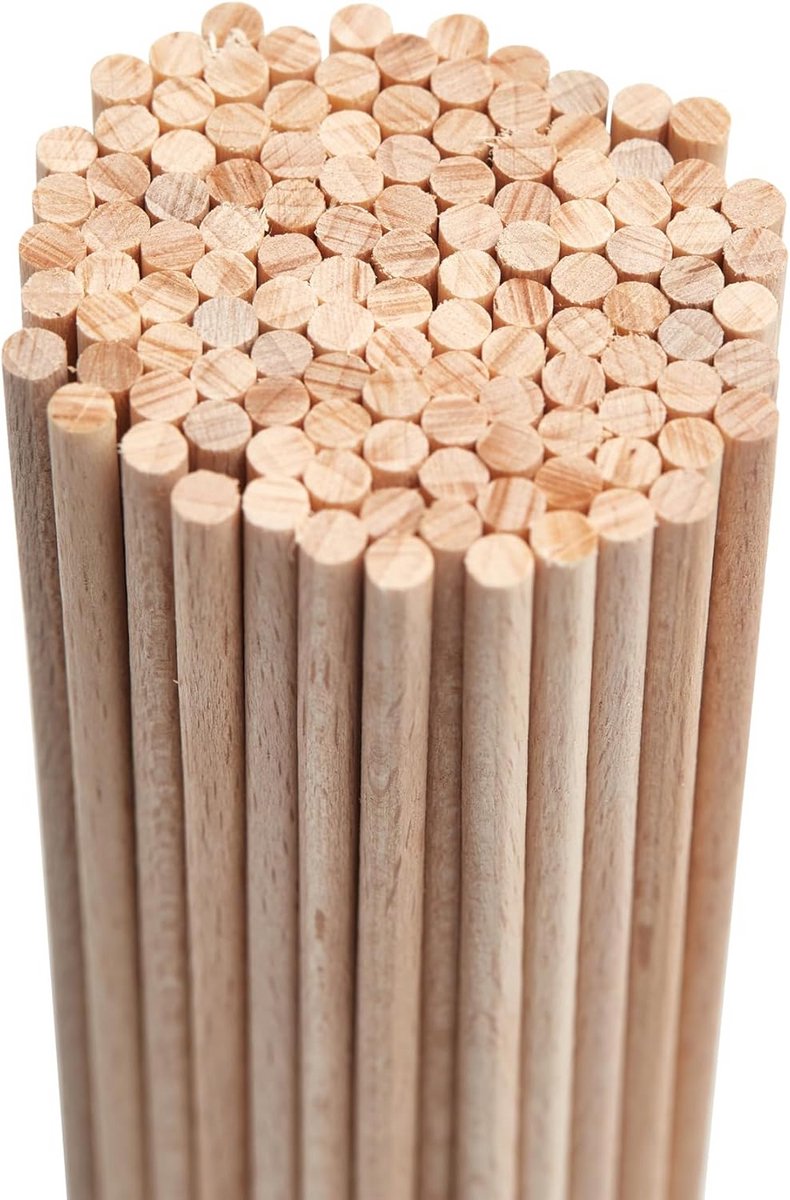 Houten Stokjes - Ambachtelijke Stokken - Modelbouw Decoratie - Glad Beukenhout - 125 Stuks - Natuurlijk