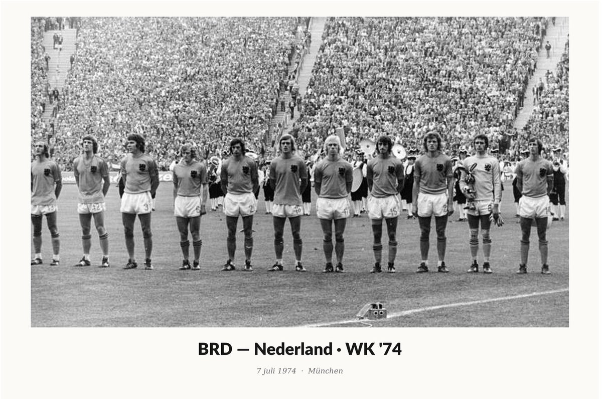 WK 1974 München Deutschland Nederland - 45x30 cm - Canvas op Frame Schilderij - Voetbal Wanddecoratie - WK Finale