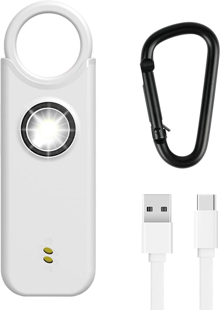 Persoonlijk Veiligheidsalarm - Noodalarm Zelfverdediging - Hulp Vragen - 135dB Sirene Met Stroboscoop - 10 x 5 x 1.8 cm