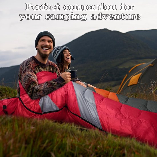 Slaapzak 3-4 seizoenen - Kampeerzak - Outdoor kamperen - Waterdichte buitenlaag - 220 x 75 cm - Rood — afbeelding 2